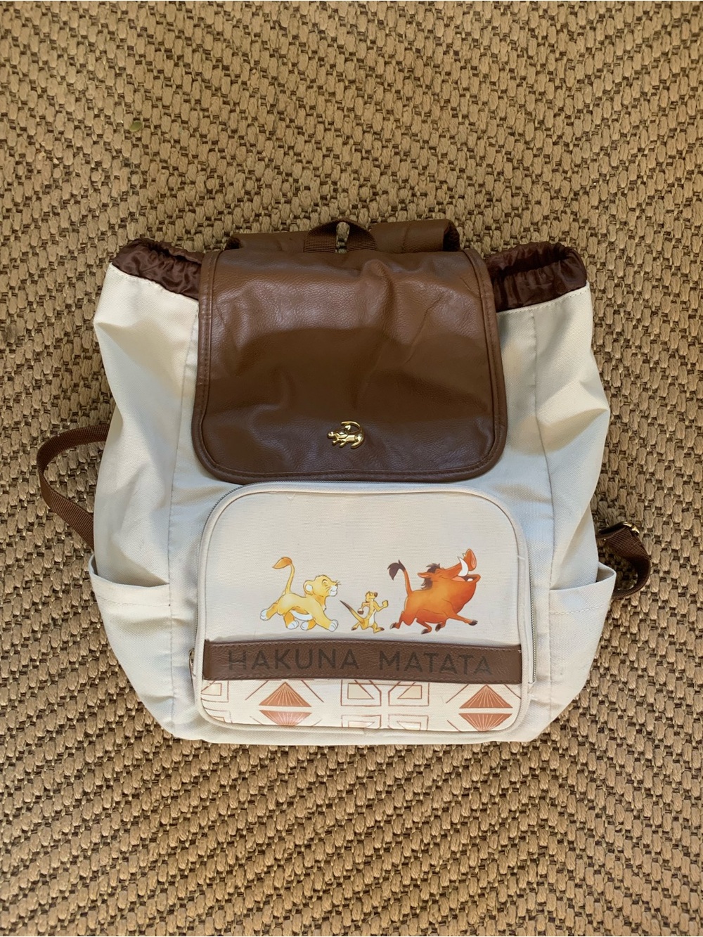 Disney Cream and Brown Hakuna Matata Canvas Backpack